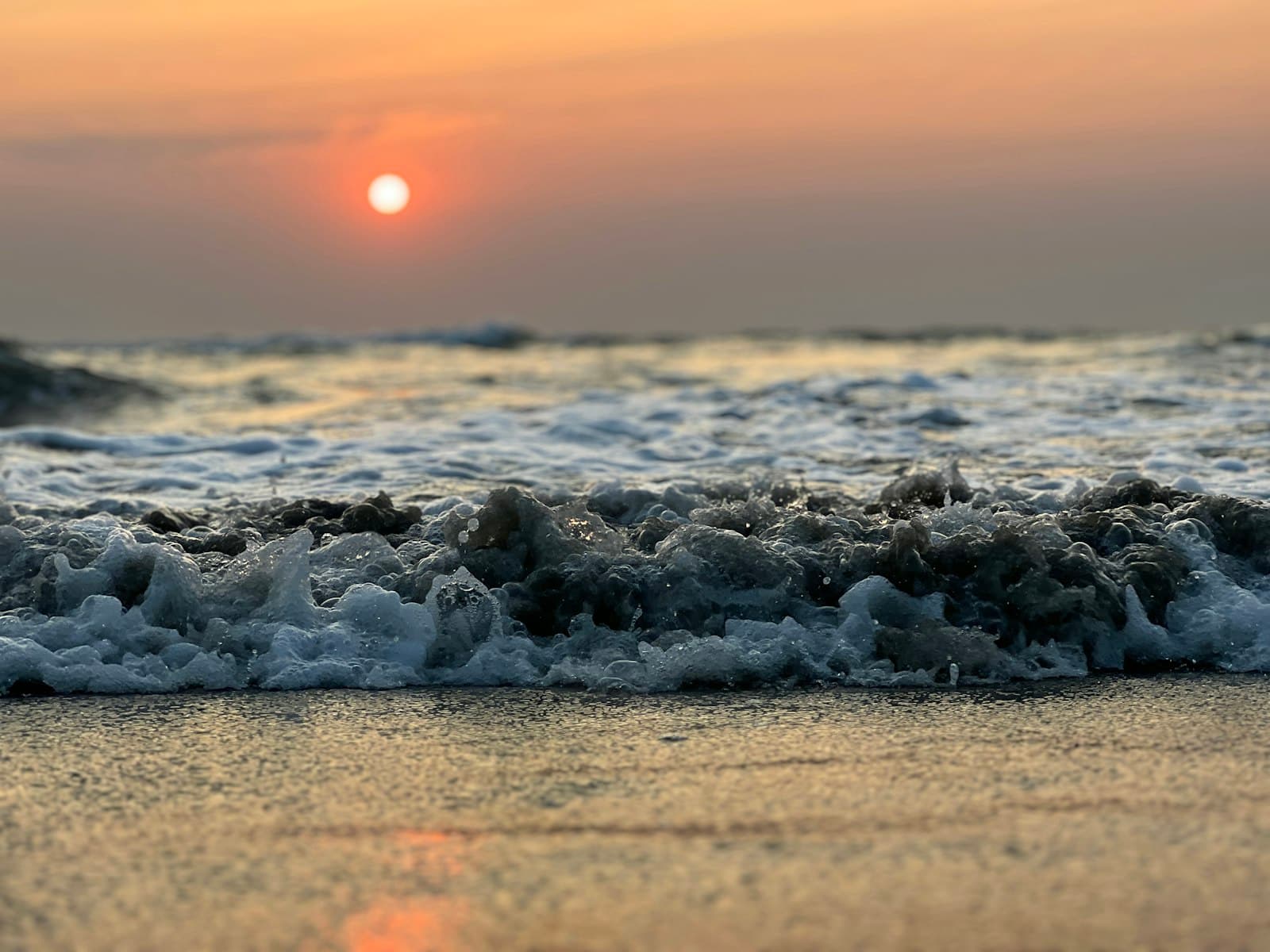 Sunset over the waves at Cox’s Bazar